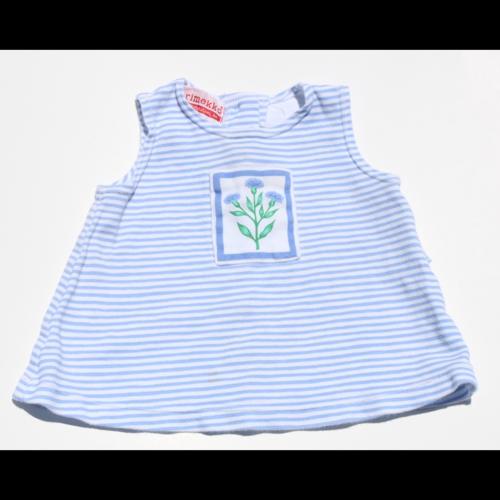 Blue Tank With Floral Appliqué